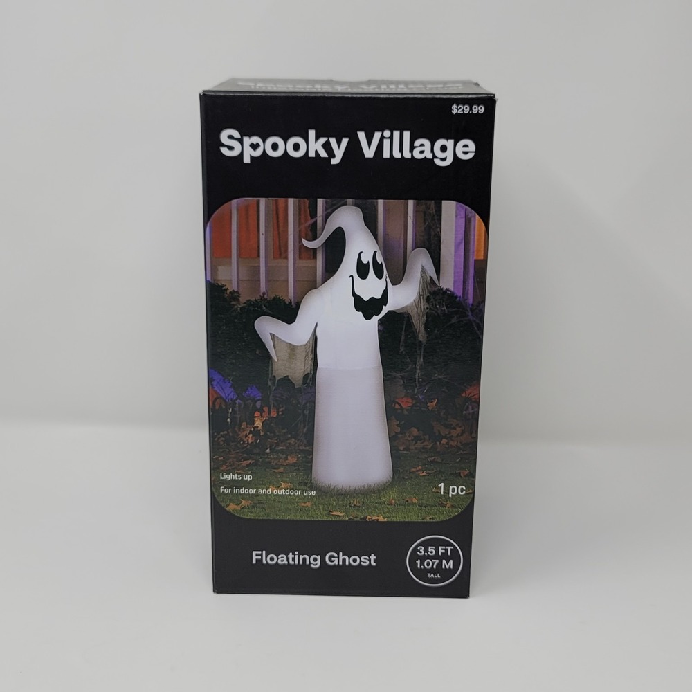 Spooky Village Inflatable Floating Ghost Halloween Decor 3.5 FT White Light Up